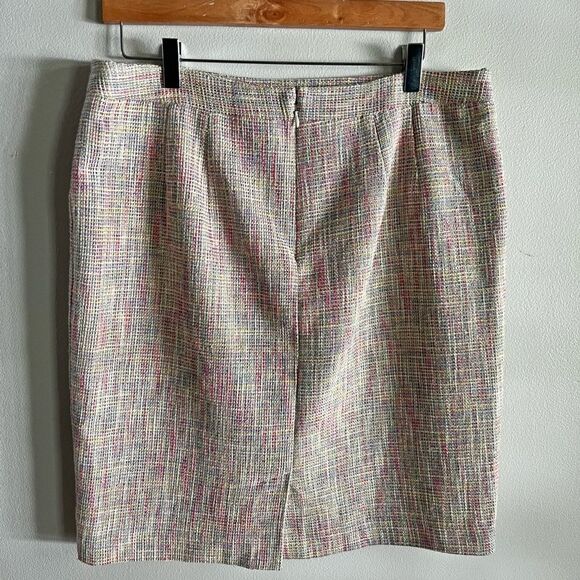 LOFT Size 12 Multicolor Tweed Pencil Skirt Pastel Workwear Office Classic - Picture 8 of 8